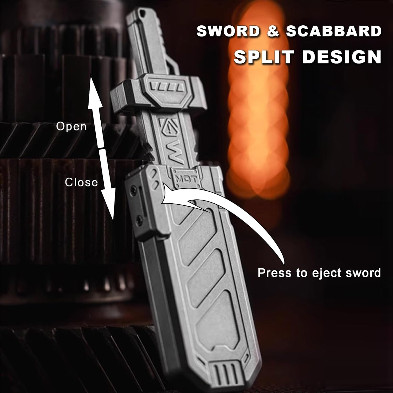 Haptic Fidget Slider – Sky Breaker Metal with Sword & Scabbard Press Mechanism detail image - detail view 5