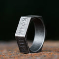 Hex Rune Ring – Dark Band for Alternative Styling, Collecting, And Everyday Accessories variant image