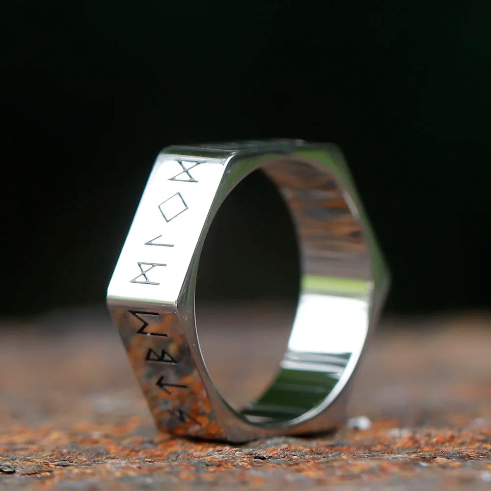 Hex Rune Ring – Dark Band for Alternative Styling, Collecting, And Everyday Accessories variant image - product view 3