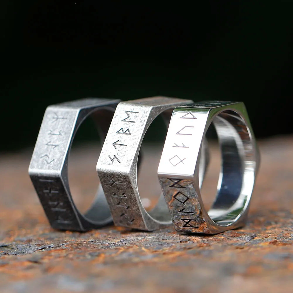 Hex Rune Ring – Dark Band for Alternative Styling, Collecting, And Everyday Accessories detail image - detail view 5