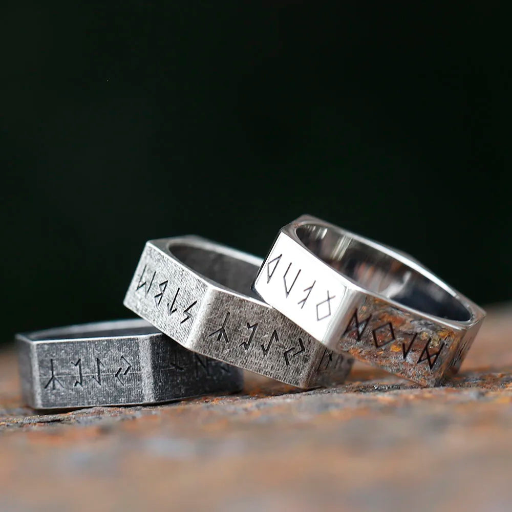 Hex Rune Ring – Dark Band for Alternative Styling, Collecting, And Everyday Accessories detail image - detail view 6