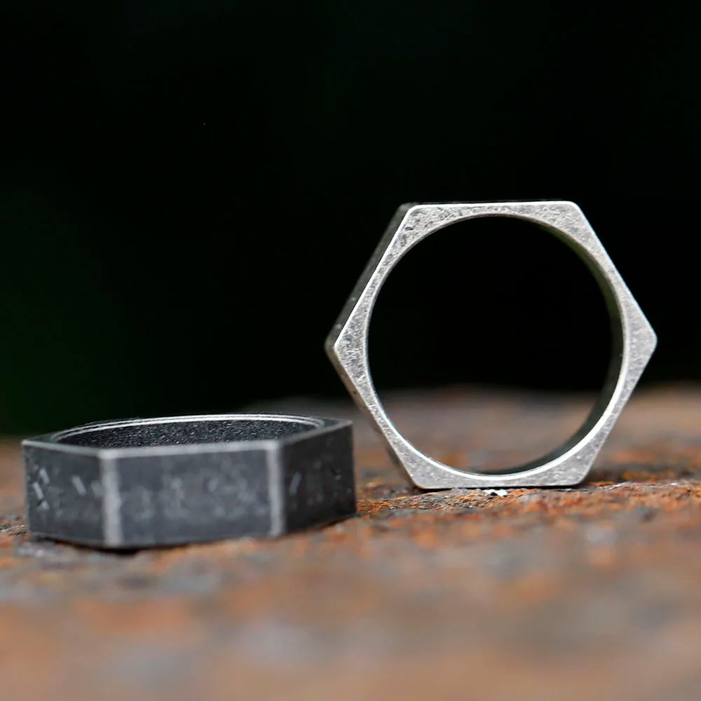 Hex Rune Ring – Dark Band for Alternative Styling, Collecting, And Everyday Accessories detail image - detail view 8