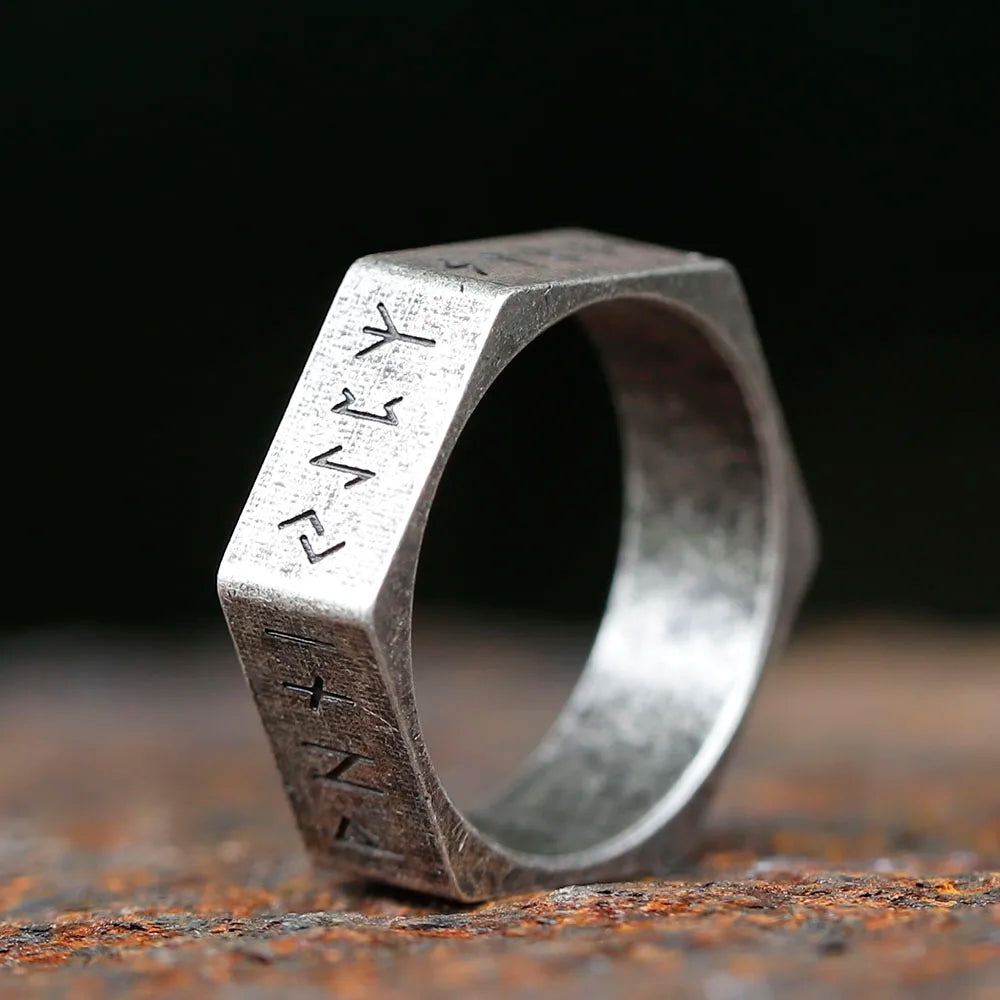 Hex Rune Ring – Dark Band for Alternative Styling, Collecting, And Everyday Accessories product image