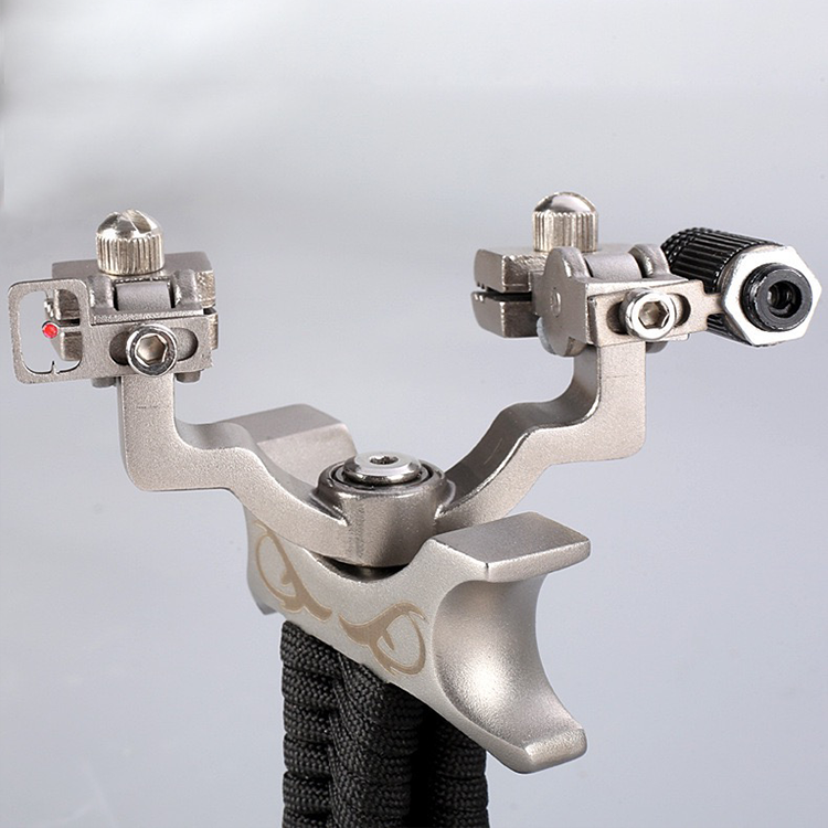 Hunting Slingshot – 360° Rotating Stainless Steel with Fiber Optic & Laser Sight detail image - detail view 3