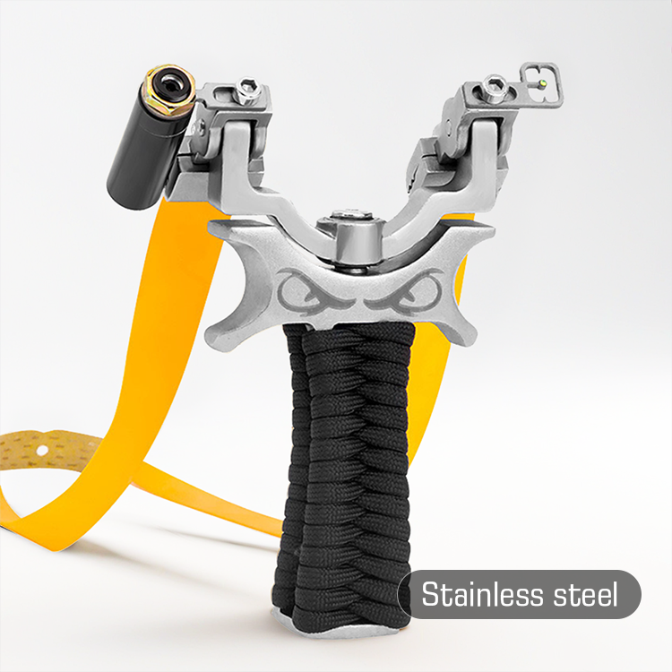 Hunting Slingshot – 360° Rotating Stainless Steel with Fiber Optic & Laser Sight product image