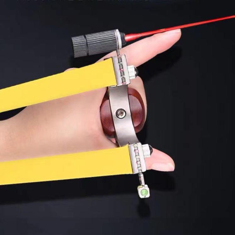 Hunting Slingshot – Adults with Stainless Steel Wood Handle with Laser & Fiber Optic Sight detail image - detail view 3