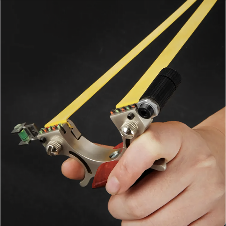 Hunting Slingshot – Adults with Stainless Steel Wood Handle with Laser & Fiber Optic Sight detail image - detail view 5