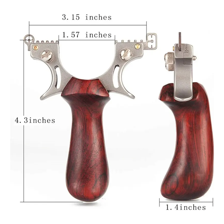 Hunting Slingshot – Adults with Stainless Steel Wood Handle with Laser & Fiber Optic Sight detail image - detail view 6