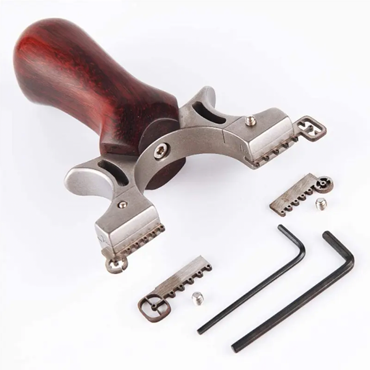 Hunting Slingshot – Adults with Stainless Steel Wood Handle with Laser & Fiber Optic Sight detail image - detail view 7