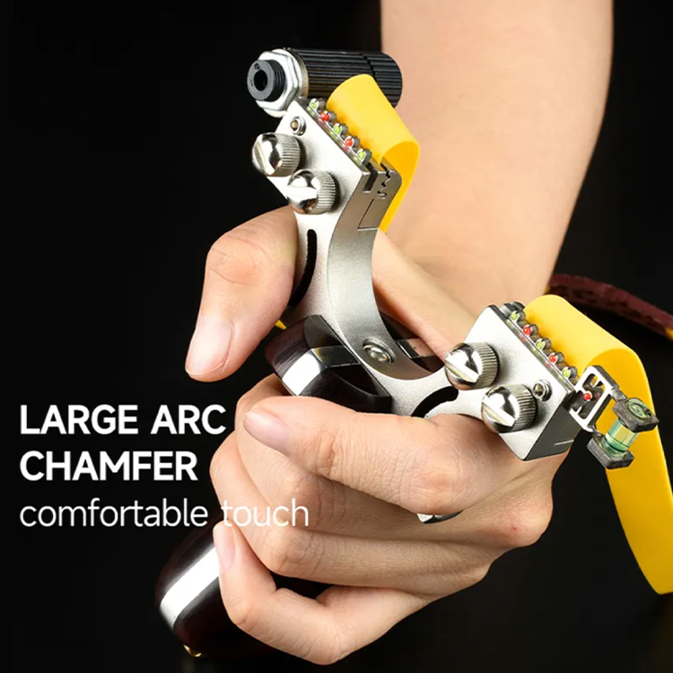 Hunting Slingshot – Stainless Steel Wood Handle with Laser & Level Fiber Optic Sight detail image - detail view 4