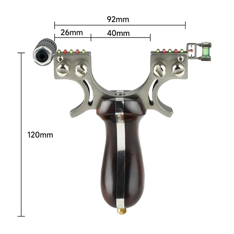 Hunting Slingshot – Stainless Steel Wood Handle with Laser & Level Fiber Optic Sight detail image - detail view 7
