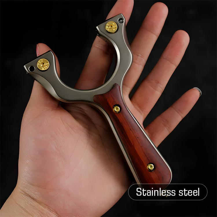 Hunting Slingshot – Tactical with Stainless Steel Wooden Handle with Target Practice detail image
