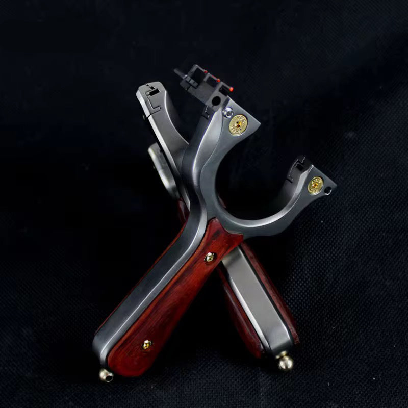 Hunting Slingshot – Tactical with Stainless Steel Wooden Handle with Target Practice detail image - detail view 5