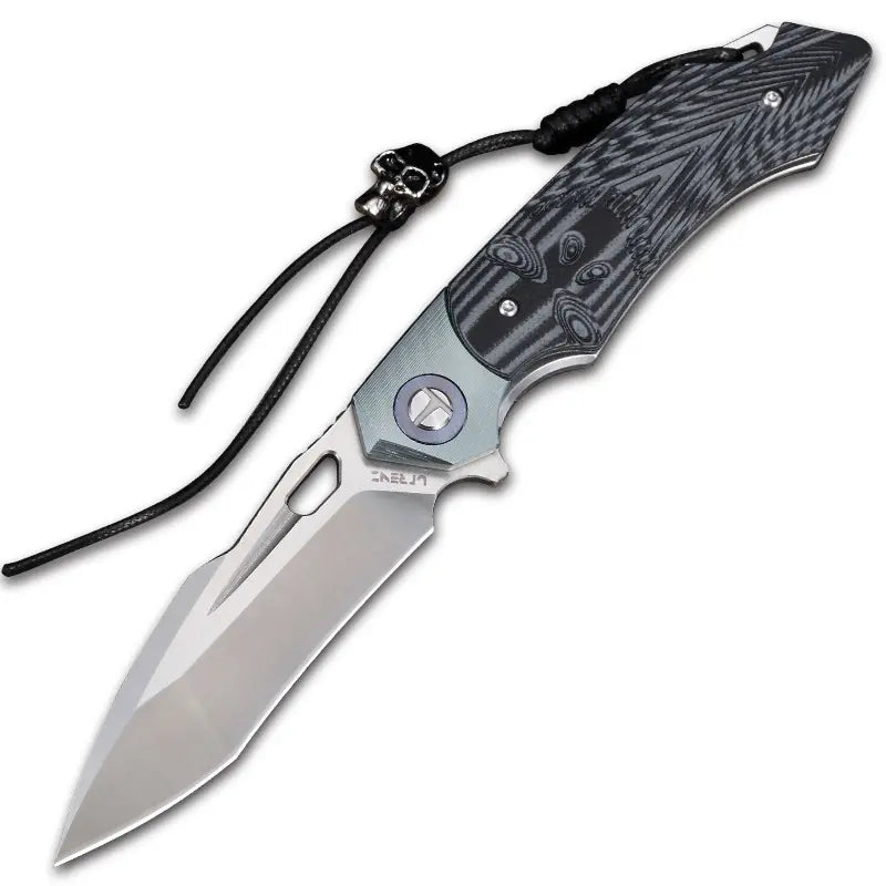 Leather Folding Knife – SkullForge D2 Tactical with G10 Grip, Skull Clip & Sheath detail image - detail view 4
