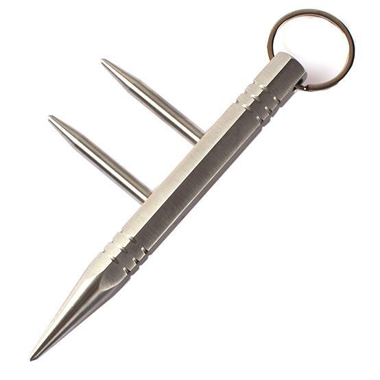 304 Stainless Steel Spike Kubotan - Detachable Long Spikes Keychain EDC