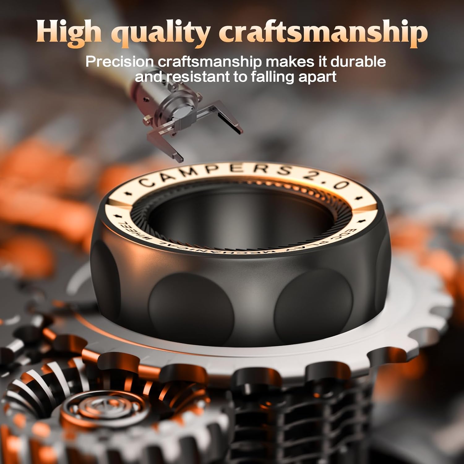 Magnetic Fidget Spinner – RelaxiSpin Rings with Stainless Steel & Brass Rings detail image - detail view 4