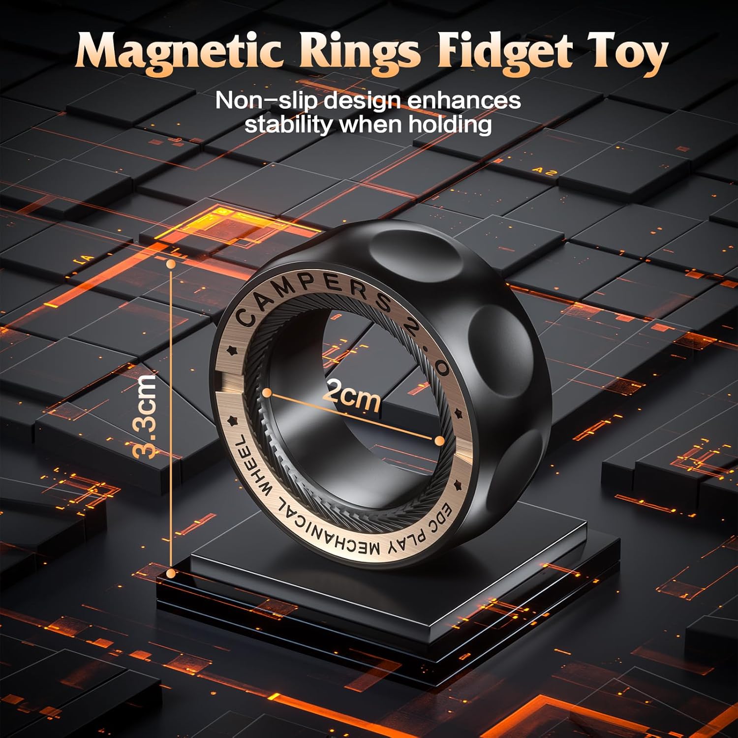 Magnetic Fidget Spinner – RelaxiSpin Rings with Stainless Steel & Brass Rings detail image - detail view 5