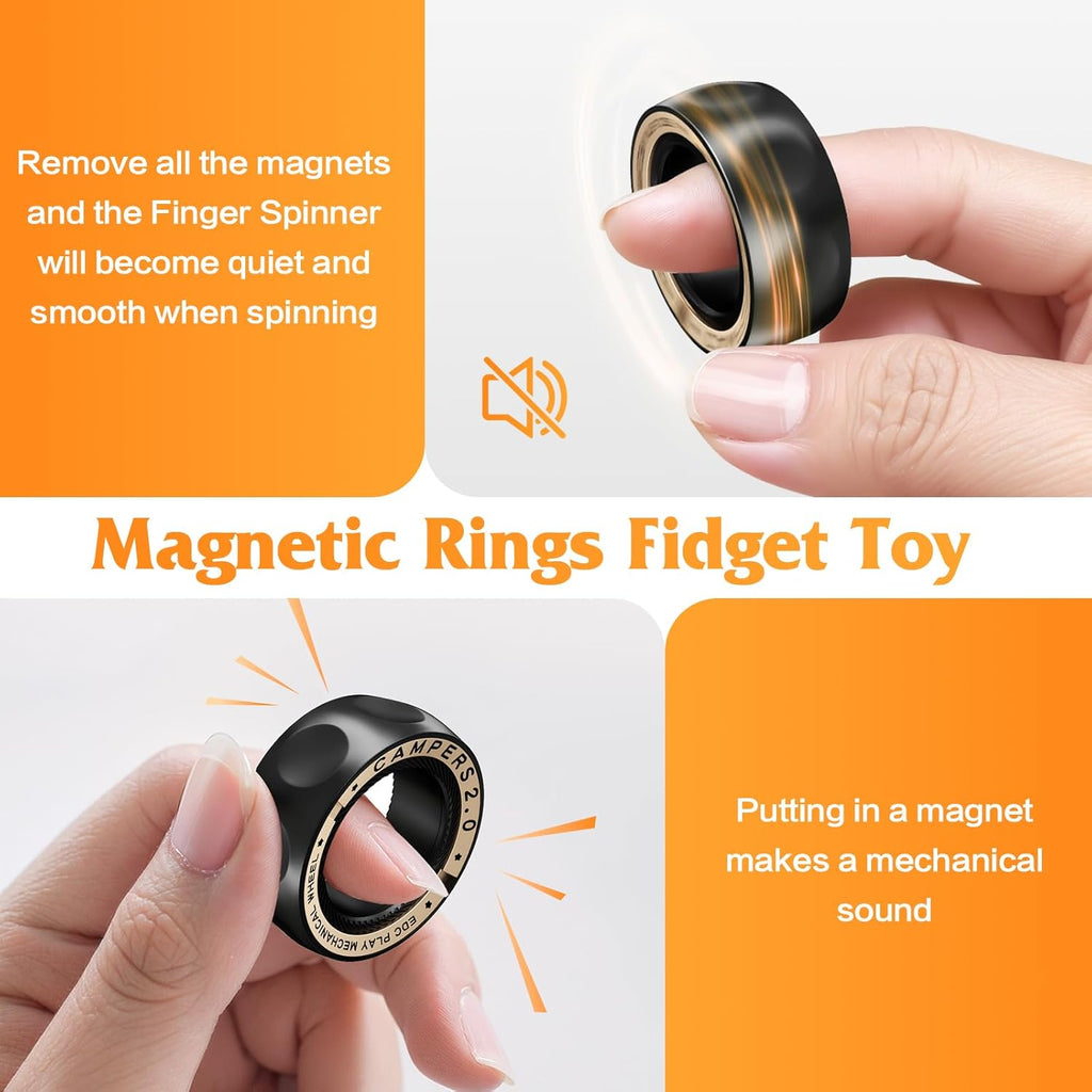 Magnetic Fidget Spinner – RelaxiSpin Rings with Stainless Steel & Brass Rings detail image - detail view 8