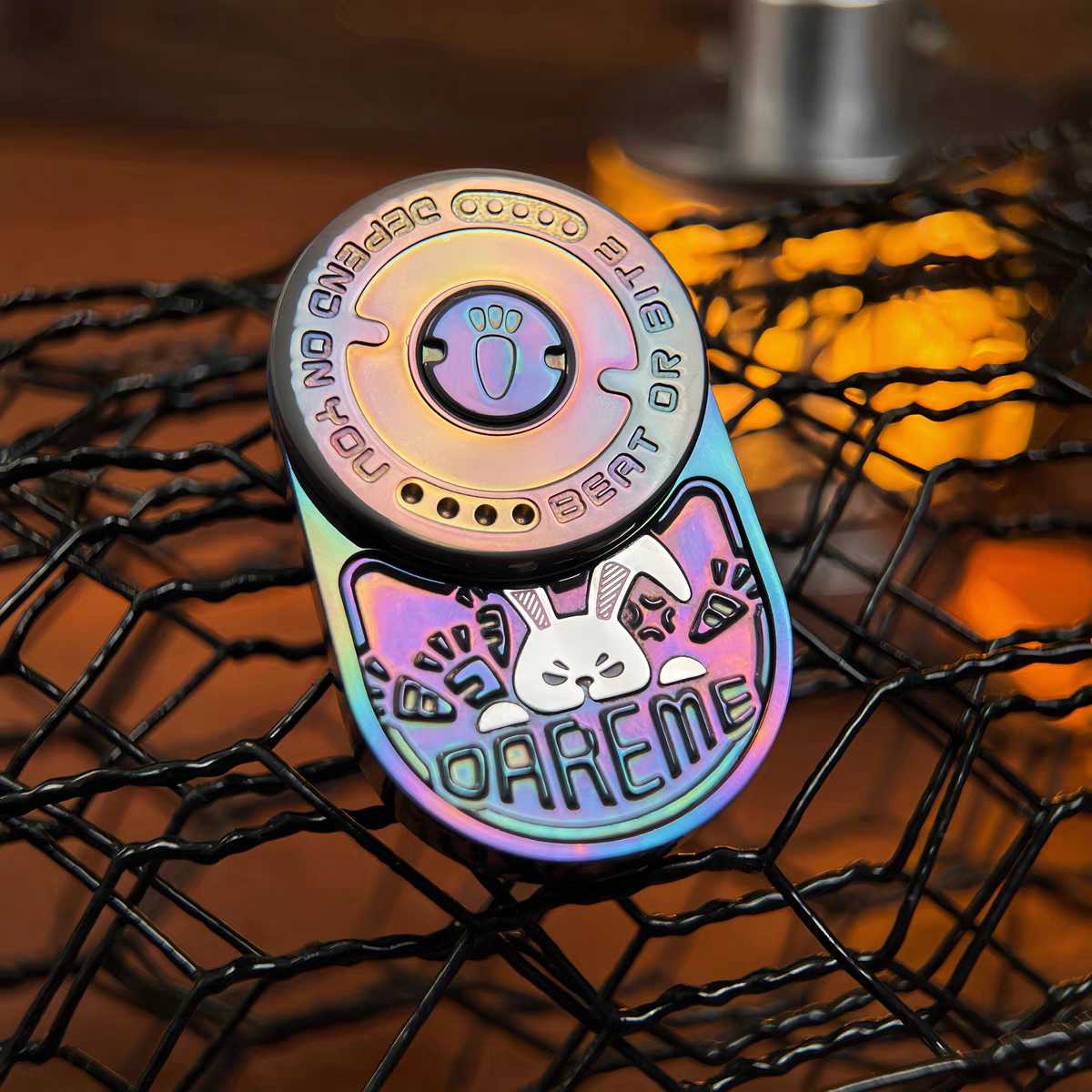 Zirconium Rabbit Fidget Slider Rainbow Anodized CNC Precision EDC Collectible