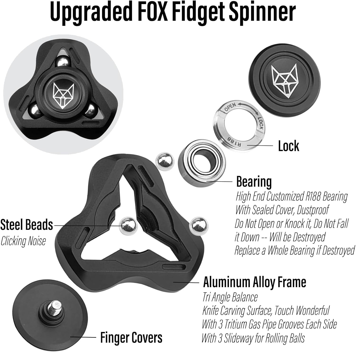 Metal Fidget Spinner – Helix Turbo with Torpedo Design with Detachable Parts High Spin EDC detail image - detail view 5