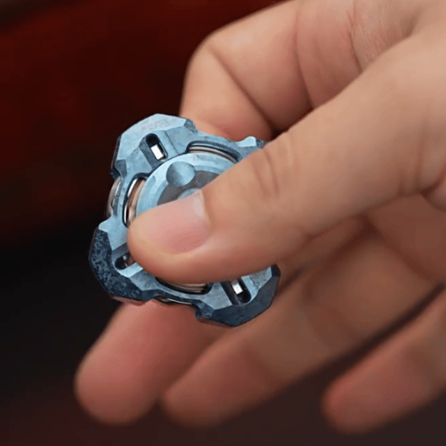 Metal Fidget Spinner – Nebula in Gyre M4 Mortise & Tenon with Four-Leaf Linkage detail image
