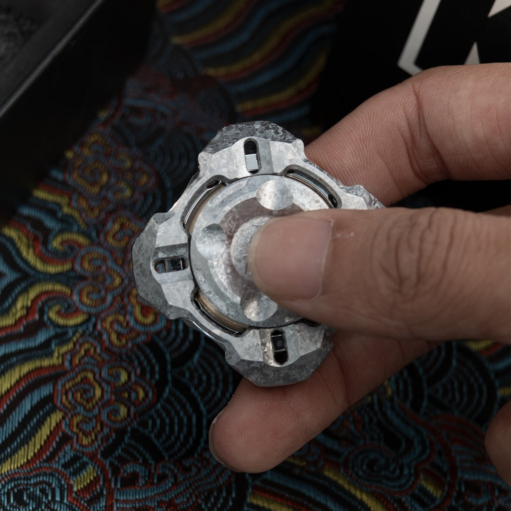 Metal Fidget Spinner – Nebula in Gyre M4 Mortise & Tenon with Four-Leaf Linkage detail image - detail view 7