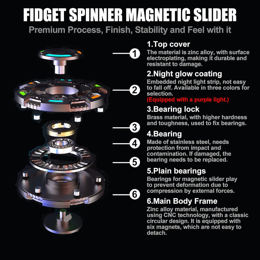 Metal Fidget Spinner – NovaDisc 2-in-1 with Spin & Slide Mechanism detail image - detail view 9