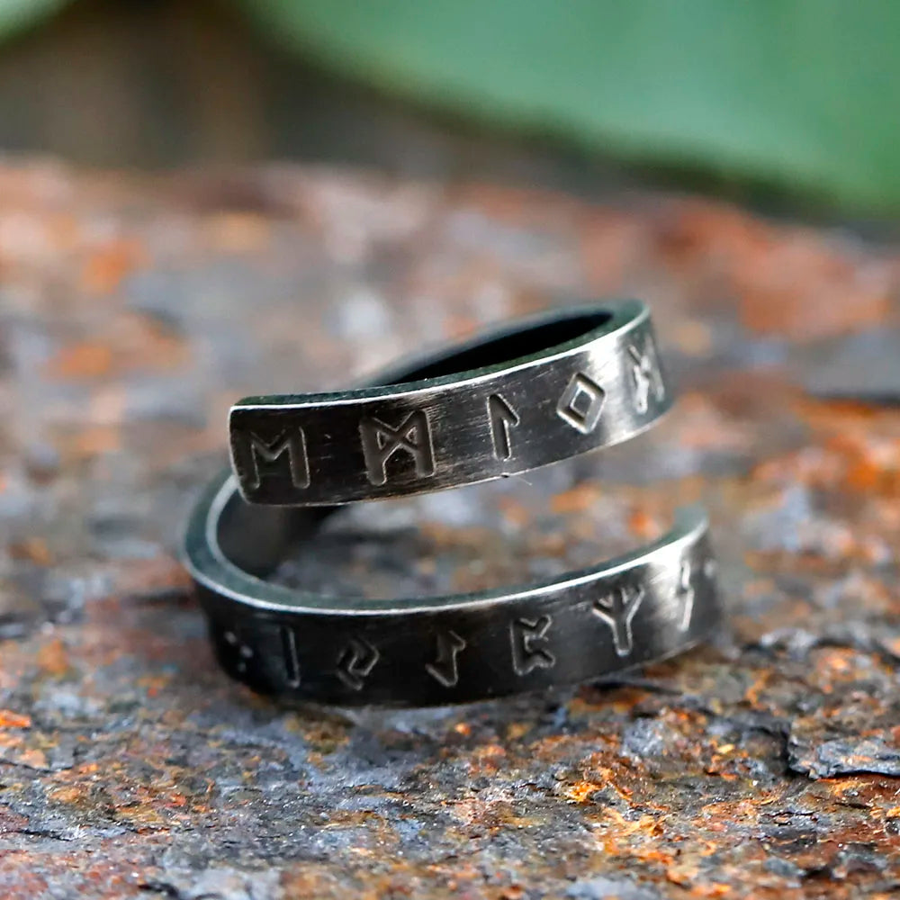 Metal Fidget Spinner – Statement Ring with Gothic Viking Rune Rotating Punk Retro variant image