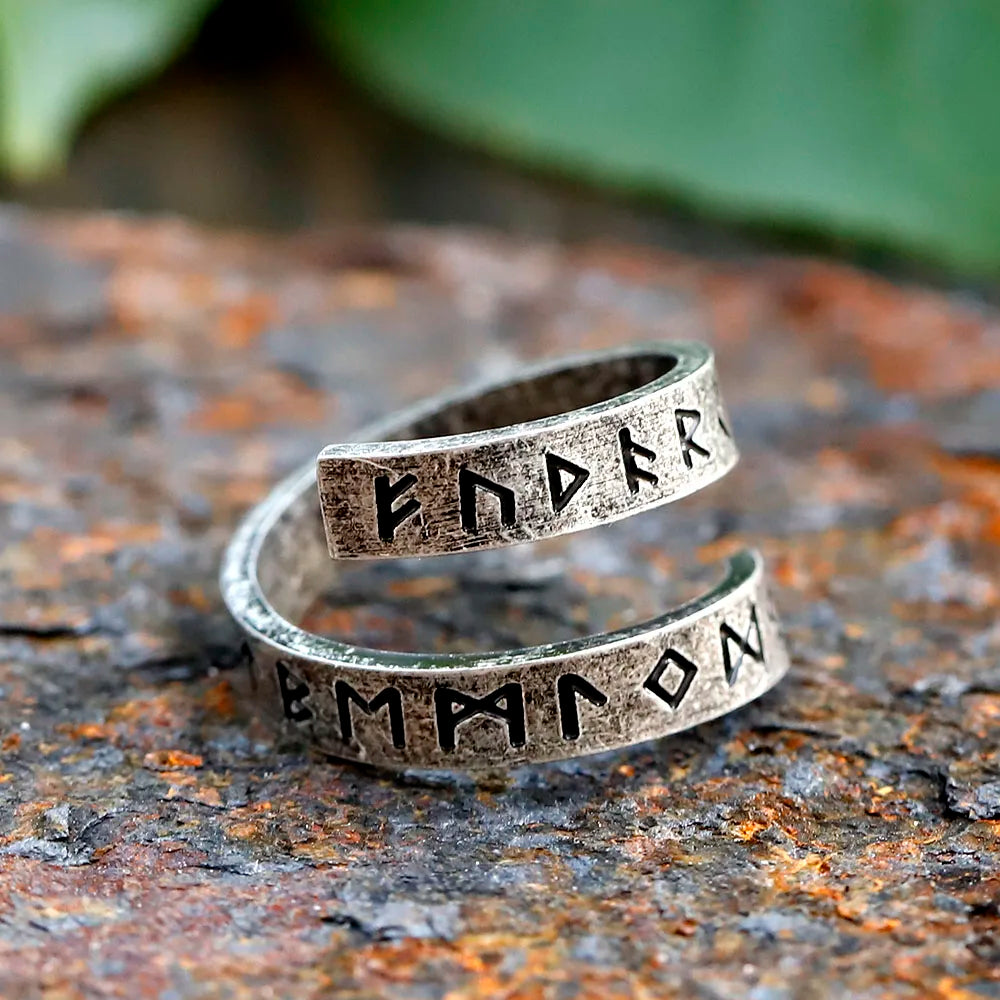 Metal Fidget Spinner – Statement Ring with Gothic Viking Rune Rotating Punk Retro detail image
