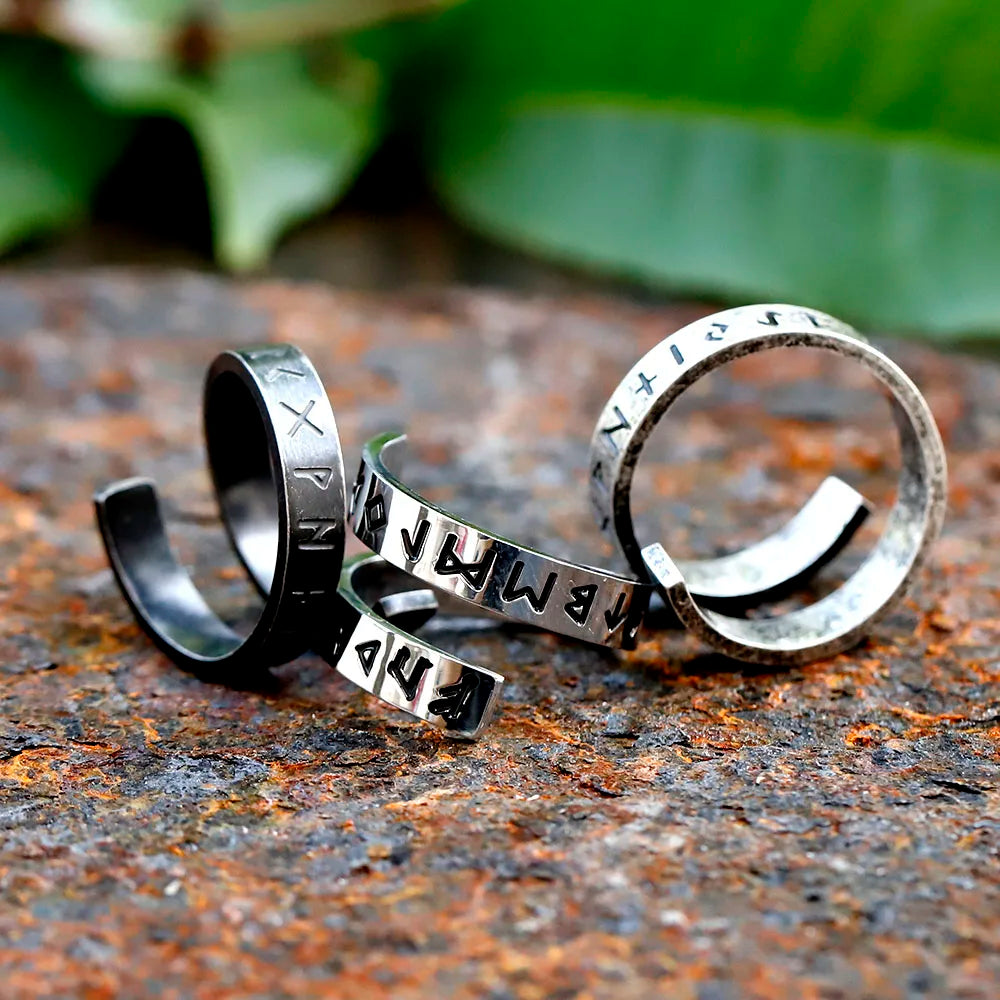 Metal Fidget Spinner – Statement Ring with Gothic Viking Rune Rotating Punk Retro detail image - detail view 5
