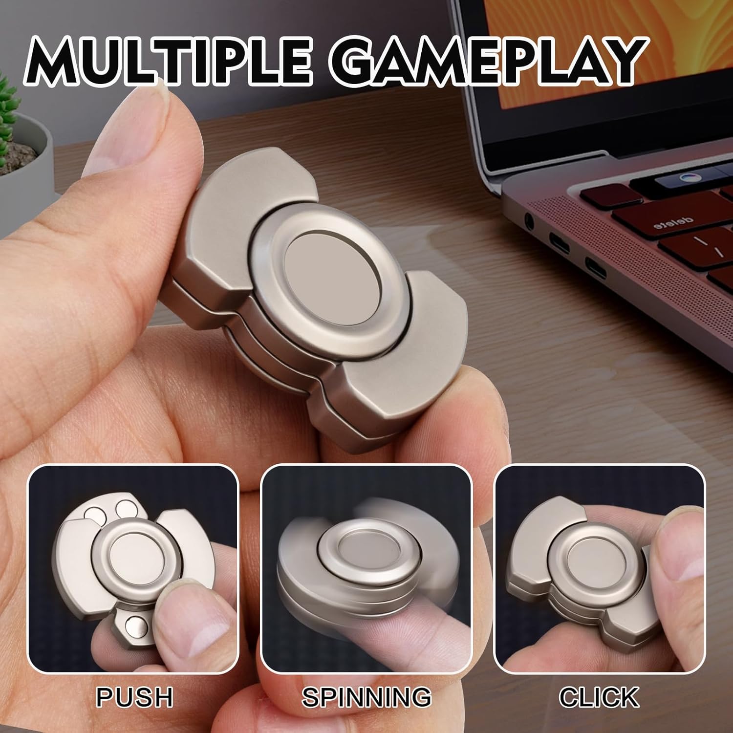 Metal Fidget Spinner – TripleFlow 3-in-1 with Multi-Function EDC Focus Tool detail image - detail view 4