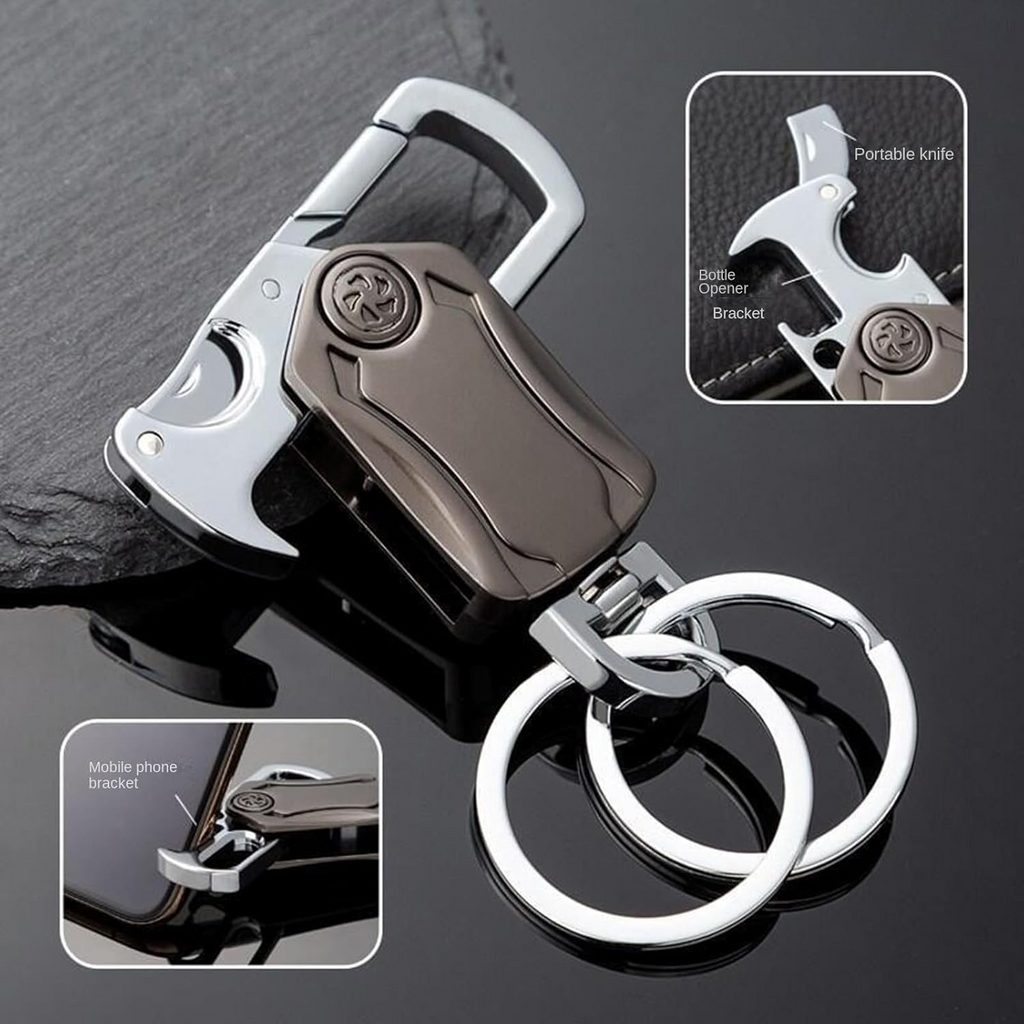 Metal Fidget Spinner – UniKey EDC Car Keychain Multi-Tool with Box Cutter, & Phone Stand detail image