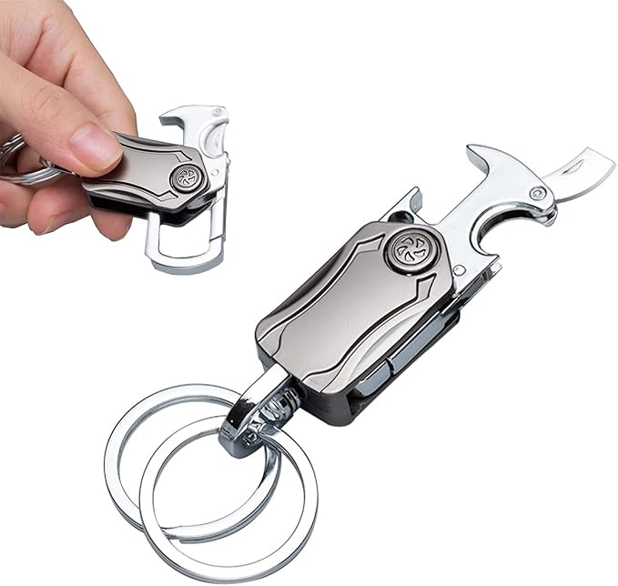 Metal Fidget Spinner – UniKey EDC Car Keychain Multi-Tool with Box Cutter, & Phone Stand detail image - detail view 4