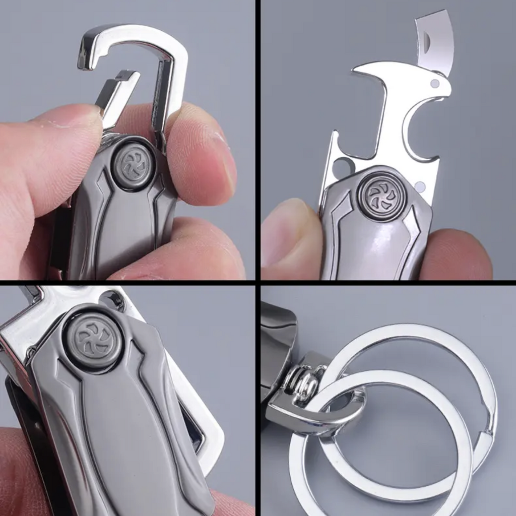 Metal Fidget Spinner – UniKey EDC Car Keychain Multi-Tool with Box Cutter, & Phone Stand detail image - detail view 9