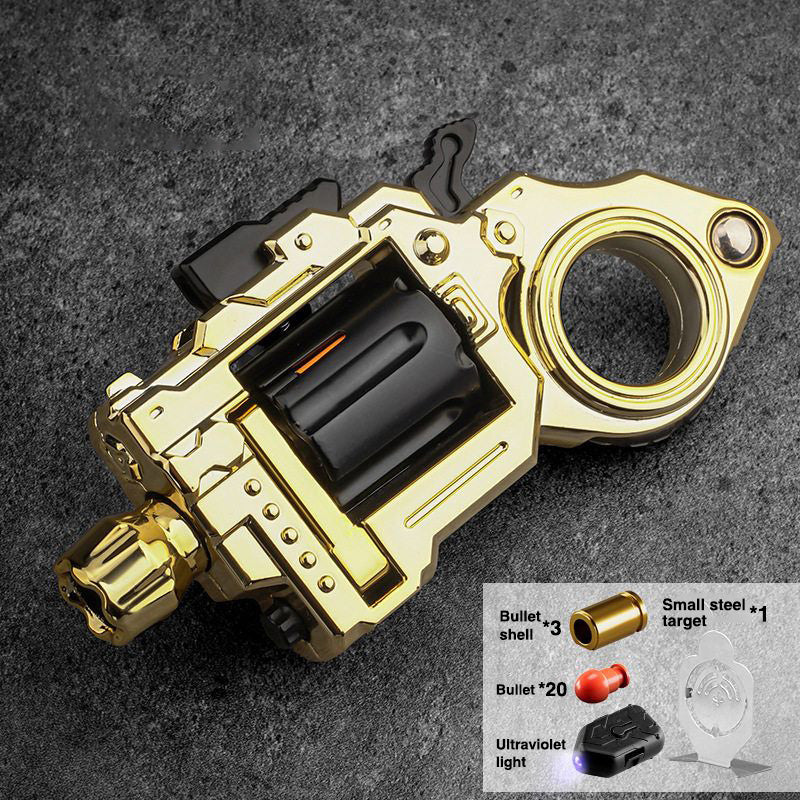 Metal Fidget Toy – Pocket Flash Alloy Revolver Gun with LED Light EDC with Soft Darts variant image - product view 11