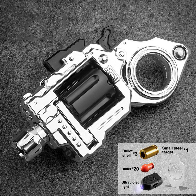 Metal Fidget Toy – Pocket Flash Alloy Revolver Gun with LED Light EDC with Soft Darts variant image