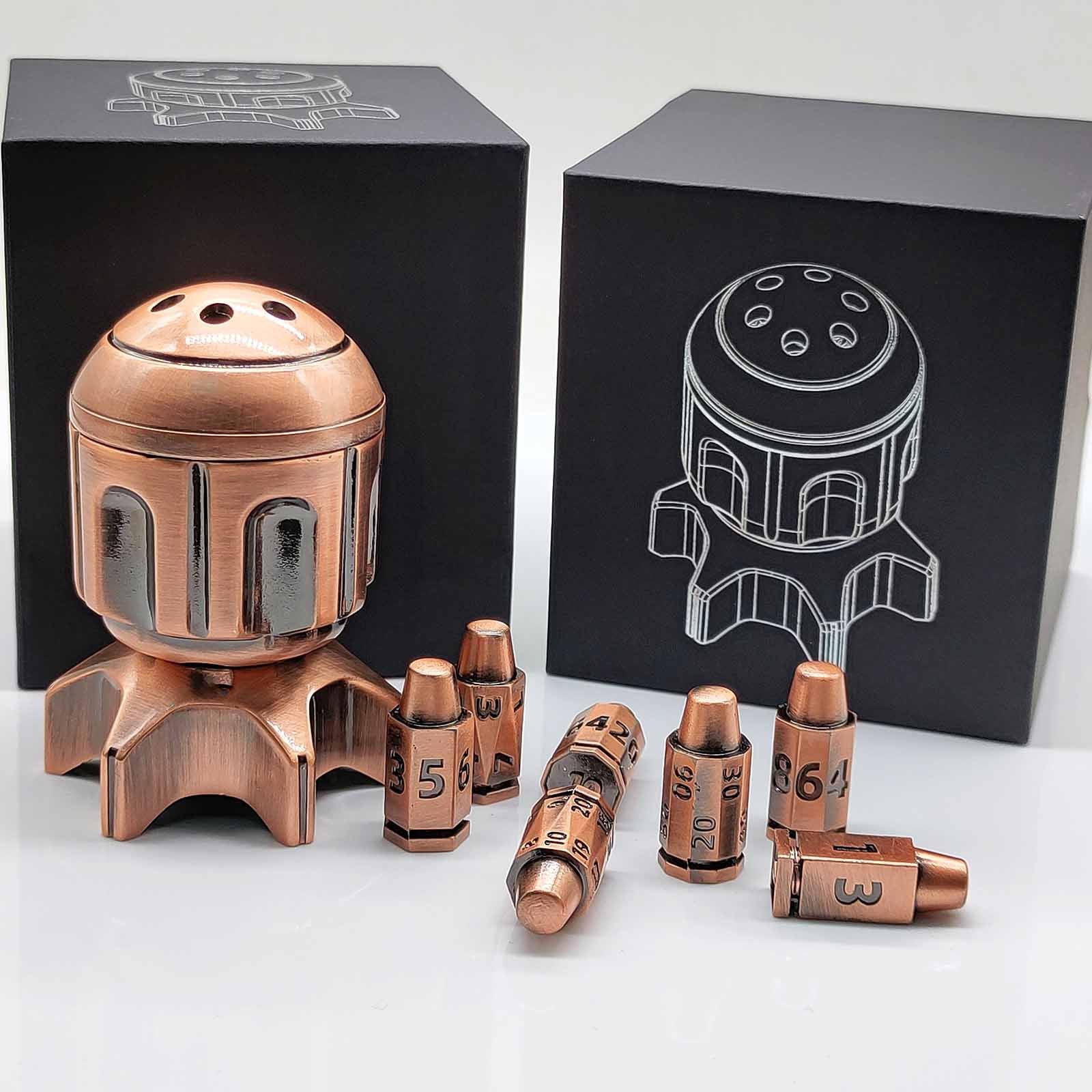 Metal Fidget Toy – RocketDice Rotating Dice Set with Zinc Alloy Bullet-Inspired EDC detail image - detail view 11