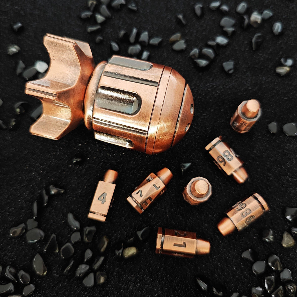Metal Fidget Toy – RocketDice Rotating Dice Set with Zinc Alloy Bullet-Inspired EDC detail image