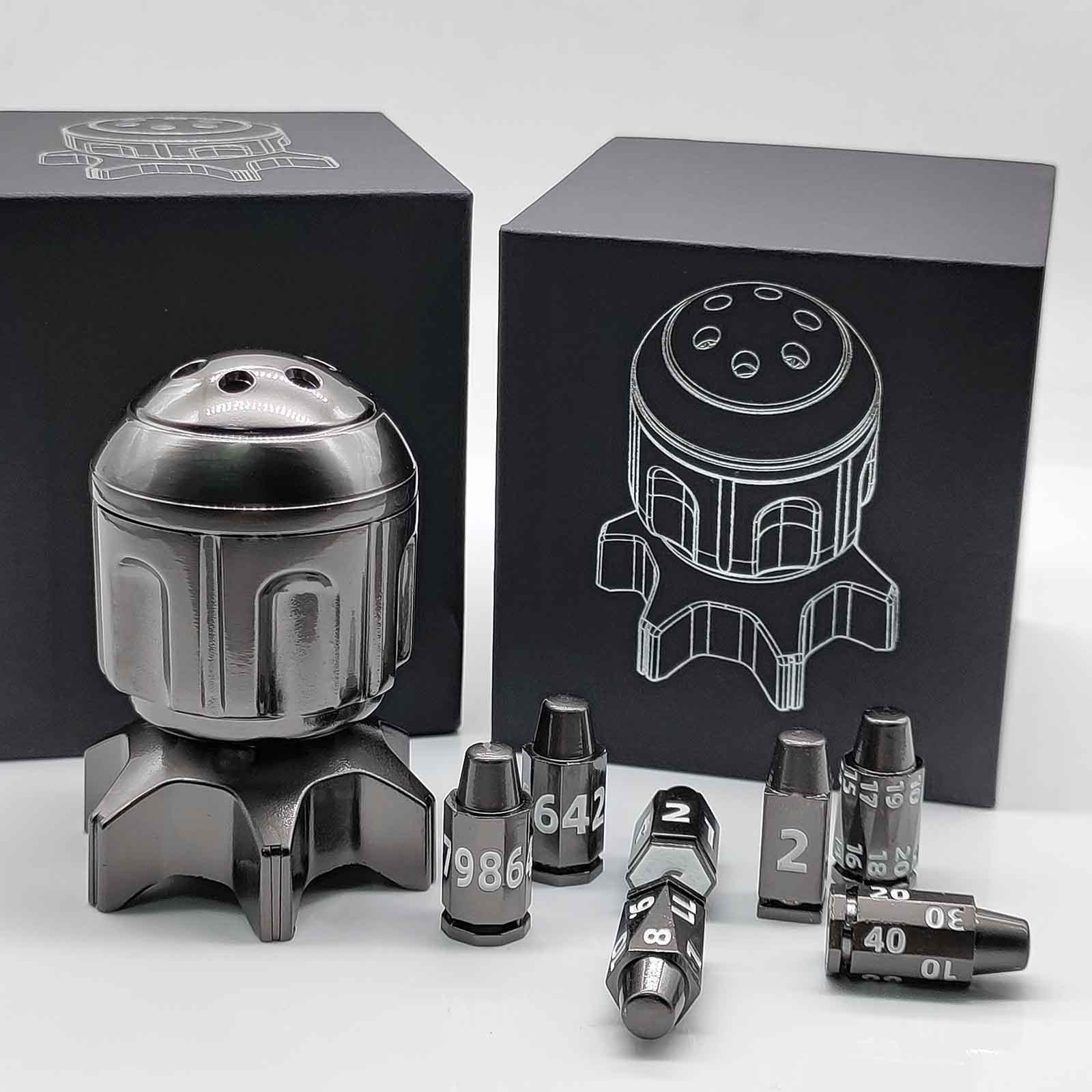 Metal Fidget Toy – RocketDice Rotating Dice Set with Zinc Alloy Bullet-Inspired EDC detail image - detail view 7