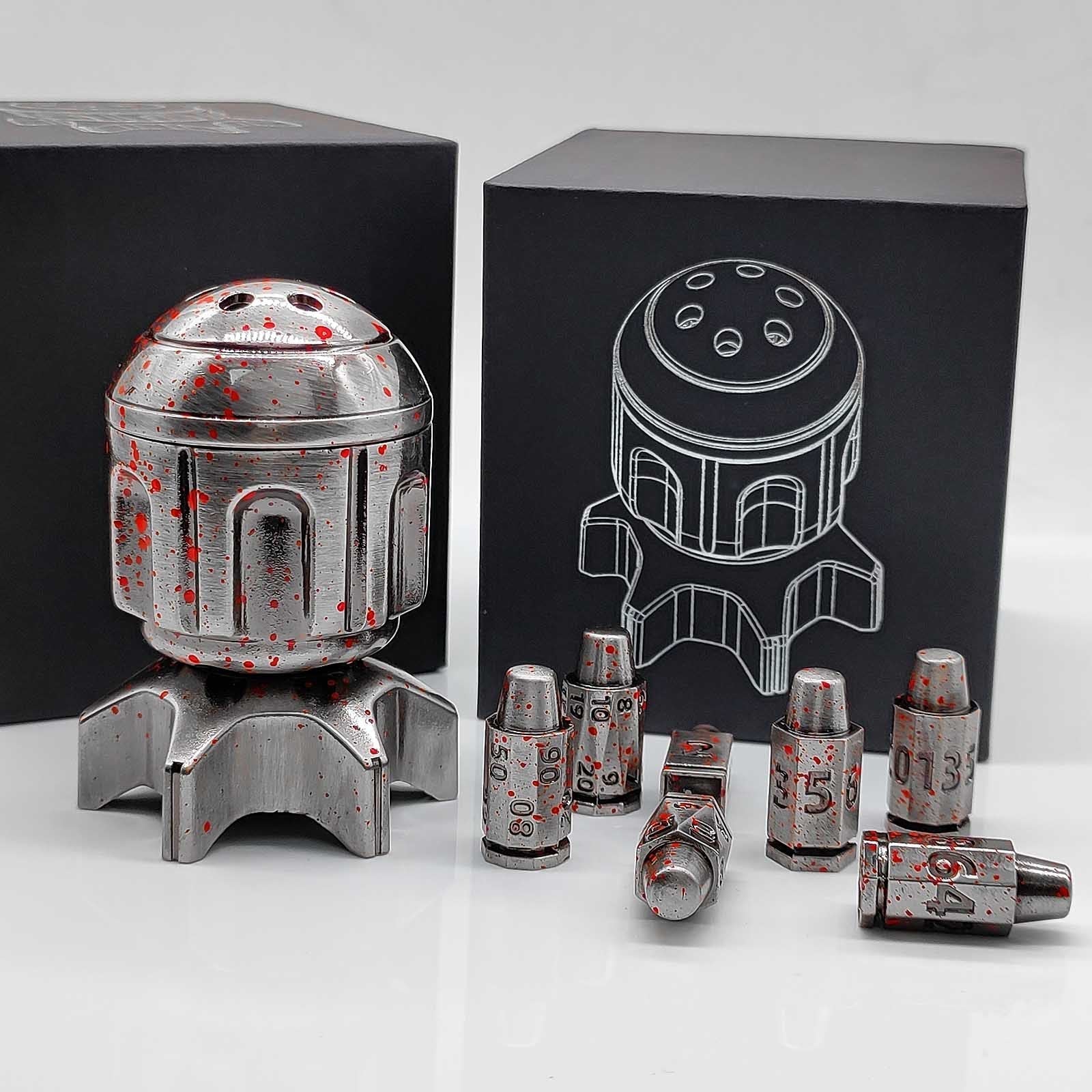 Metal Fidget Toy – RocketDice Rotating Dice Set with Zinc Alloy Bullet-Inspired EDC product image