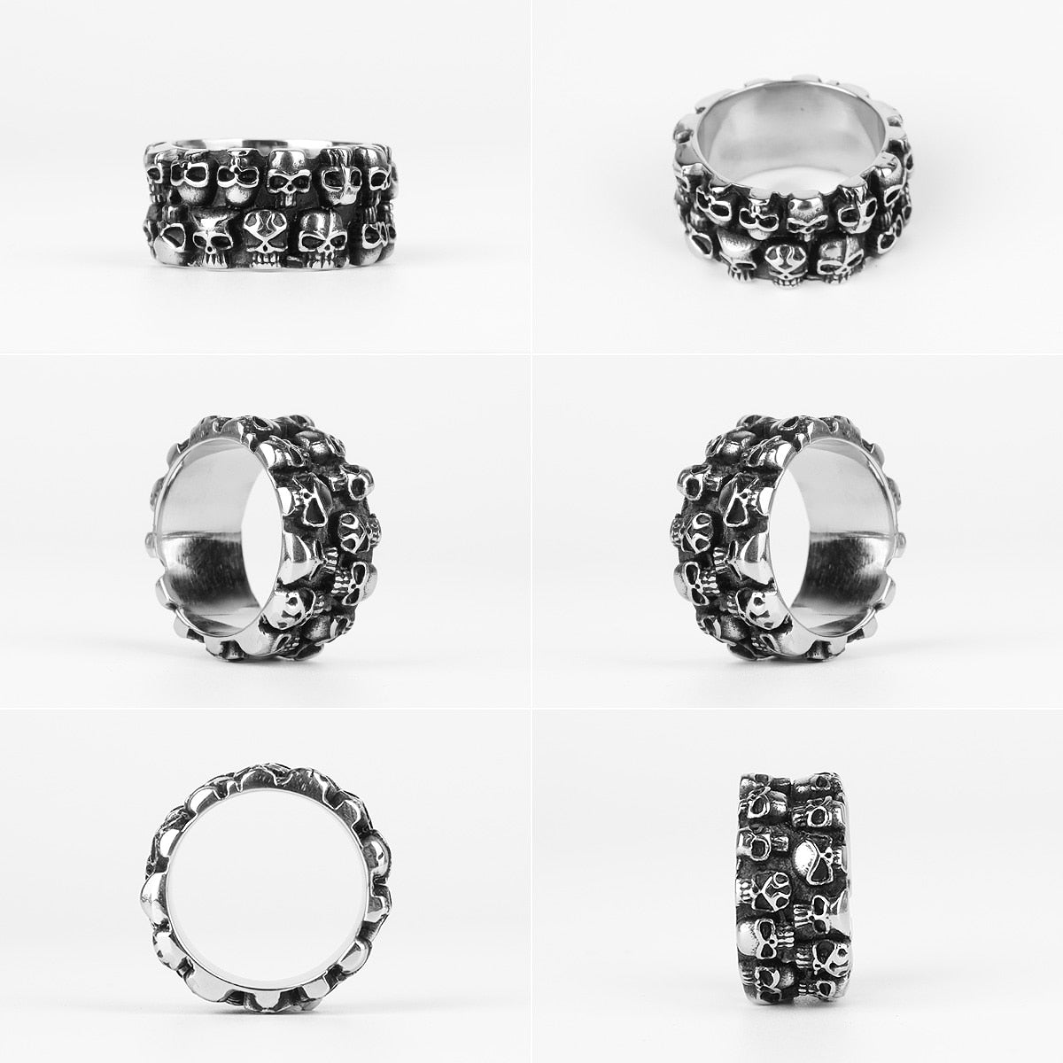 Multi Skull Ring – Carving Gothic Punk Biker for Alternative Styling, Collecting detail image - detail view 4