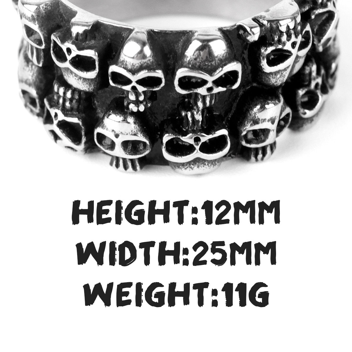 Multi Skull Ring – Carving Gothic Punk Biker for Alternative Styling, Collecting detail image - detail view 5