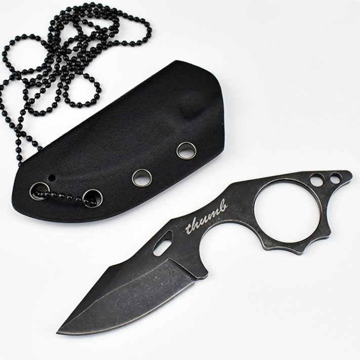 Neck Knife – THUMB Mini Fixed Blade with Skeleton Design EDC with Sheath product image