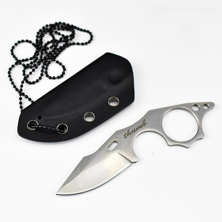 Neck Knife – THUMB Mini Fixed Blade with Skeleton Design EDC with Sheath variant image