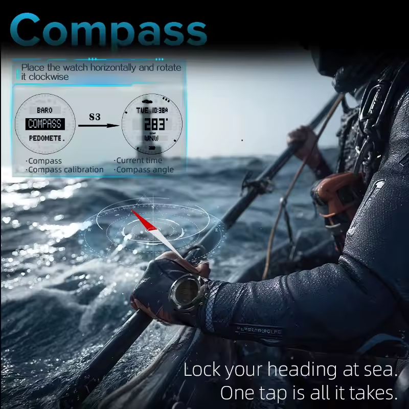 Outdoor Tactical Watch – Military 50M Waterproof Compass Altimeter Hiking Camping detail image - detail view 10
