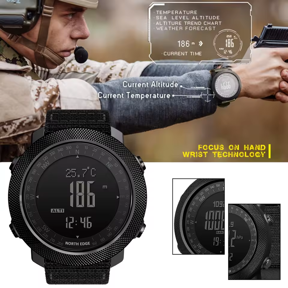 Outdoor Tactical Watch – Military 50M Waterproof Compass Altimeter Hiking Camping detail image - detail view 3