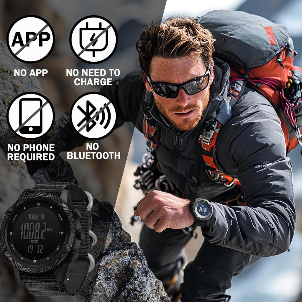Outdoor Tactical Watch – Military 50M Waterproof Compass Altimeter Hiking Camping detail image - detail view 5