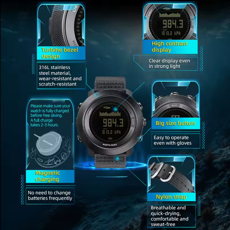 Outdoor Tactical Watch – Military 50M Waterproof Compass Altimeter Hiking Camping detail image - detail view 7
