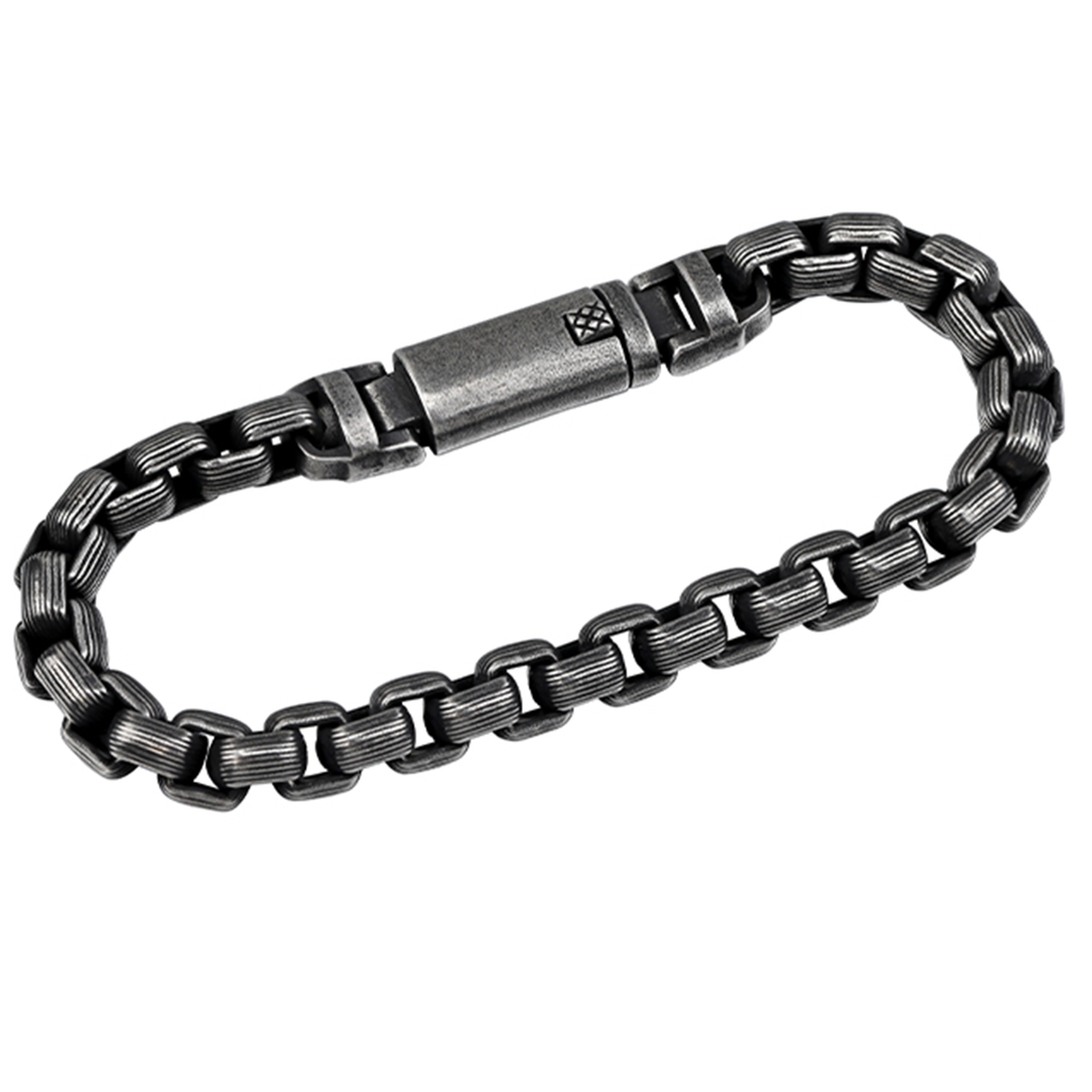 Punk Titanium Bracelet – RustEdge Steel Industrial with Oxidized Finish variant image