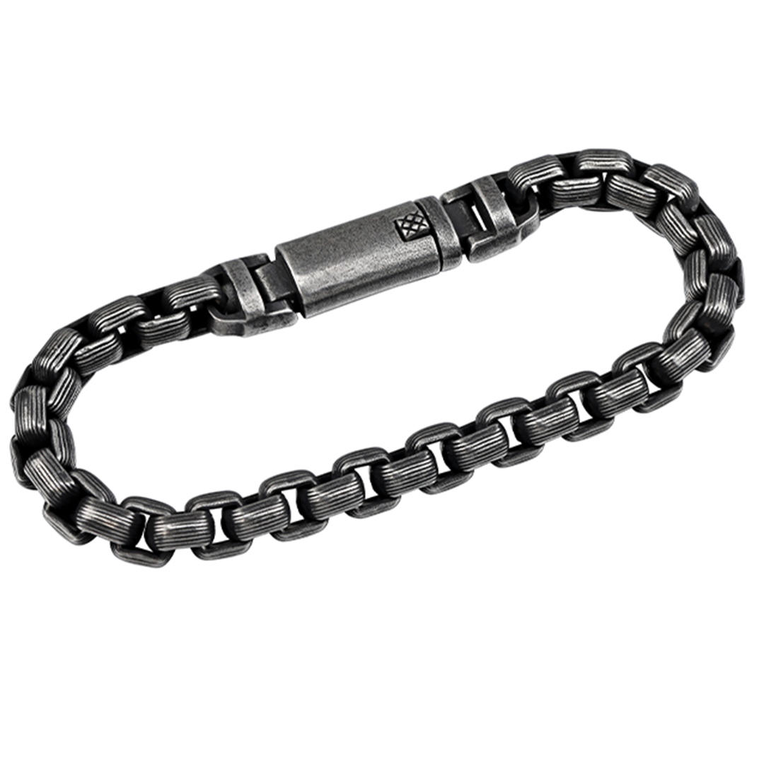 Punk Titanium Bracelet – RustEdge Steel Industrial with Oxidized Finish variant image